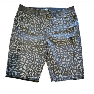 LuLaRoe Women's Animal Print Distressed Bermuda Shorts, Power Mesh Panels, 34
